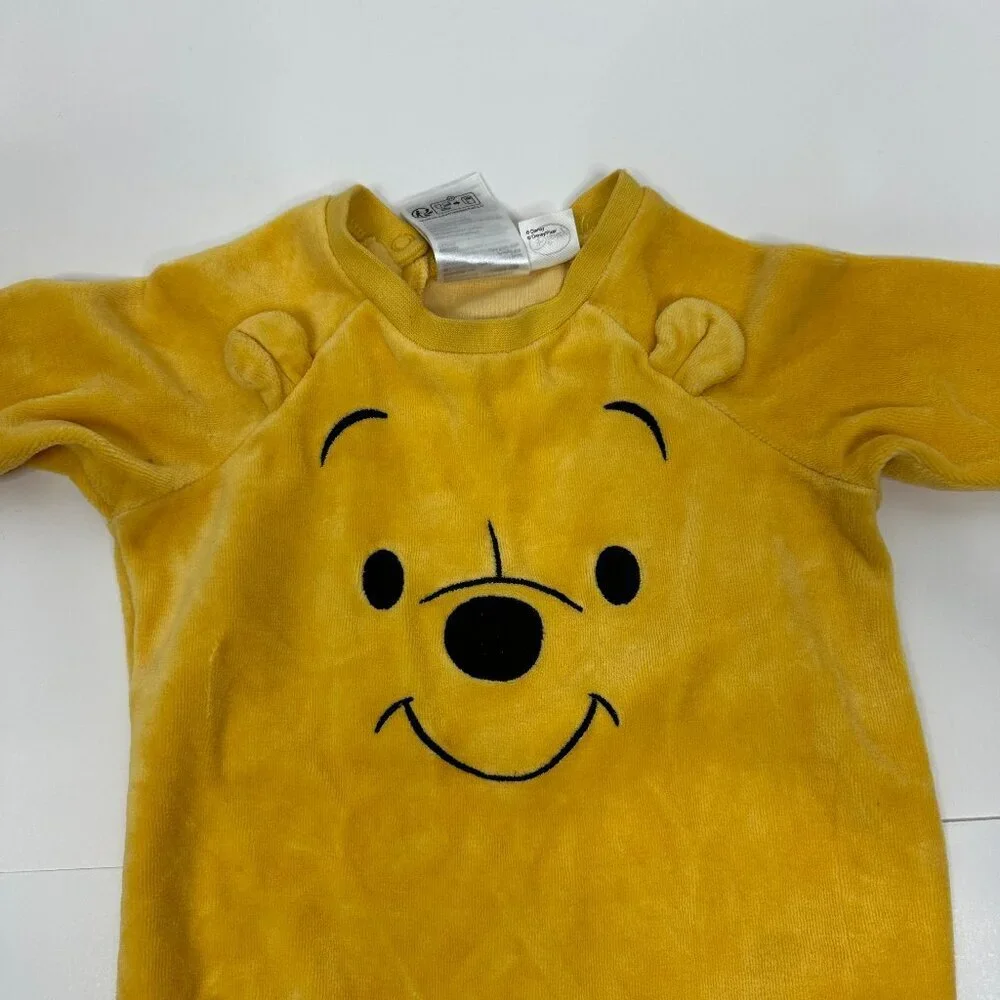2/$30 H&M Velour Pajama Jumpsuit One Piece Footies Yellow 9M #9185